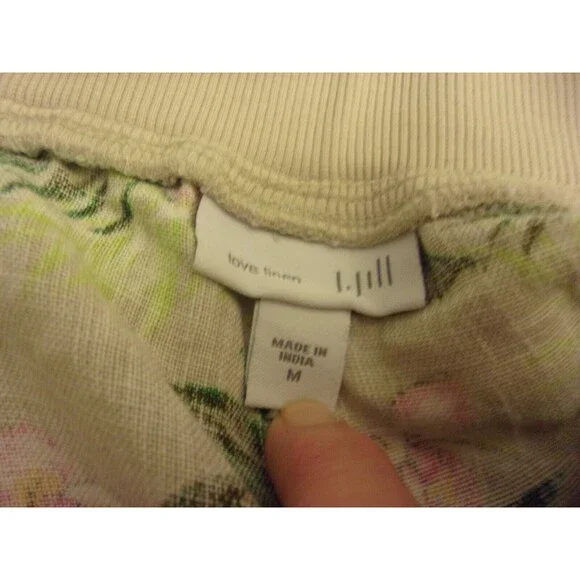 J. Jill Linen Cropped Pants in Sz. M Floral Design Wide Leg High Rise 11" - Picture 5 of 5